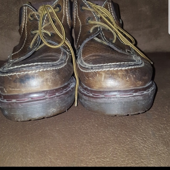 DR. MARTENS DOC MOC TOE ANKLE BOOTS 8458 BROWN LEATHER - Picture 4 of 7